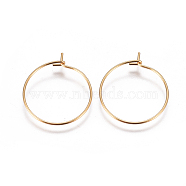 304 Stainless Steel Hoop Earrings Findings, Wine Glass Charms Findings, Golden, 20x0.6mm, 22 Gauge(STAS-I120-60A-G)