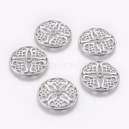 Tibetan Style Alloy Beads, Cadmium Free & Nickel Free & Lead Free, Flat Round, Platinum Color, 24x3mm, Hole: 2mm(PALLOY-A14477-K-FF)