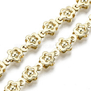 Brass Flower Link Chains, Long-Lasting Plated, Unwelded, Light Gold, 9x6x3mm(CHC-N018-063)