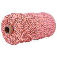 100M Bicolor Round Cotton Cord, for Gift Wrapping, DIY Craft, Coral, 3mm, about 109.36 Yards(100m)/Roll(PW-WG77662-04)