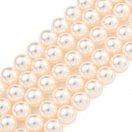 Glass Pearl Beads Strands, Round, PeachPuff, 8mm, Hole: 0.6mm, about 51pcs/strand, 15.98''(40.6cm)(HY-G002-01D-03)