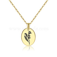 304 Stainless Steel Birth Month Flower Pendant Necklace, Floral Dainty Jewelry for Women, Golden, May Lily, 17.72 inch(45cm)(HUDU-PW0001-034E)