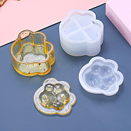 DIY Silicone Paw Print Storage Box Molds, Resin Casting Molds, for UV Resin, Epoxy Resin Craft Making, White, 82x93~94x17~43mm(SIMO-R001-02)