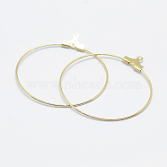 Brass Pendants, Long-Lasting Plated, Nickel Free, Open Circle/Ring, Real 18K Gold Plated, 20 Gauge, 39~42x36~38x0.8mm, Hole: 1mm(KK-F727-22G-NF)