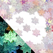 Luminous & Electroplate Resin Decoden Cabochons, Snowflake, Glow in the Dark, Pink, 11x11x2mm(RESI-Z032-01D)