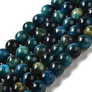 Dyed Natural Tiger Eye Beads Strands, Round, Cadet Blue, 6mm, Hole: 1.2mm, about 60~61pcs/strand, 14.84~15.08 inch(37.7~38.3cm)(G-G102-A02-02)