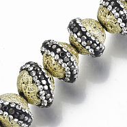 Synthetic Lava Rock Beads, with Polymer Clay Rhinestone, Dyed, Round, Pale Goldenrod, PP11(1.7~1.8mm), 14~16x11mm, Hole: 0.6mm(G-N329-001B)