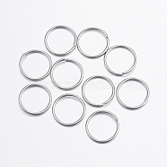 304 Stainless Steel Open Jump Rings, Stainless Steel Color, 18 Gauge, 12x1mm, Inner diameter: 10mm, about 45pcs/10g(X-STAS-P151-05)
