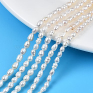 Natural Cultured Freshwater Pearl Beads Strands, Rice, Seashell Color, 3.5~5x3.5~4.5mm, Hole: 0.6mm, about 55~61pcs/strand, 13.70inch~13.78inch(34.8cm~35cm)(PEAR-N012-03B)