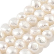 Natural Cultured Freshwater Pearl Beads Strands, Two Sides Polished, Floral White, 7~8mm, Hole: 0.5mm, about 25pcs/strand, 6.89''(17.5cm)(PEAR-A006-08C)