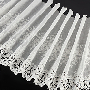 SUPERFINDINGS 3 Yards Cotton Embroidered Wavy Edge Flower Lace Fabric, for DIY Clothing Accessories, White, 14-1/8~15-1/8 inch(360~385mm)(OCOR-FH0001-19)