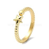 Brass Open Cuff Rings, Star, Real 18K Gold Plated, Inner Diameter: 16mm(RJEW-B051-58G)