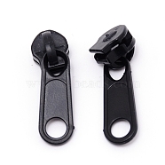 Plastic Zipper Slider, Garment Accessories, Oval, Black, 3.6x1.1x1.1cm(KY-WH0024-48M)