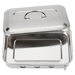 201 Stainless Steel Medical Sterilizer Box, Sterilising Tray Lab Instrument Tools Trays for Experiment and surgery, Rectangle, Stainless Steel Color, 16x24x5.4cm, Inner Diameter: 15x22.5cm(AJEW-WH0515-78A-P)