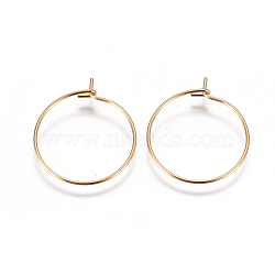 304 Stainless Steel Hoop Earrings Findings, Wine Glass Charms Findings, Golden, 20x0.6mm, 22 Gauge(STAS-I120-60A-G)