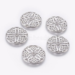 Tibetan Style Alloy Beads, Cadmium Free & Nickel Free & Lead Free, Flat Round, Platinum Color, 24x3mm, Hole: 2mm(PALLOY-A14477-K-FF)