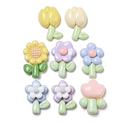 Opaque Resin Decoden Cabochons, for Jewelry Making, Flower, 33~36x21~24x7~12mm(RESI-F052-B06)