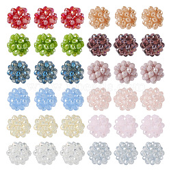 Pandahall 36Pcs 12 Colors Handmade Glass Woven Beads, Ball Cluster Beads, Round, Mixed Color, 13mm, 3Pcs/color(WOVE-TA0001-08)