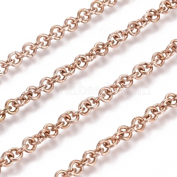 Ion Plating(IP) 304 Stainless Steel Rolo Chains, Belcher Chain, with Spool, Unwelded, Rose Gold, Links: 4x0.9mm, about 32.8 Feet(10m)/roll(CHS-L025-03D-RG)