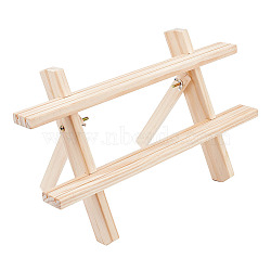 2-Tier Wood Earring Display Card Riser Stands, Jewelry Organizer Holder for Earring Storage, Wheat, 40x14x24cm(ODIS-WH0025-103)