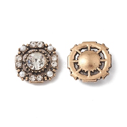 Alloy Rhinestone Cabochons, Garments Accessories, Flower, Antique Golden, 14x14x4.6mm(DIY-B063-03AG)