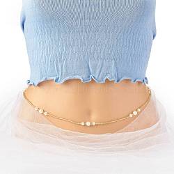 Summer Jewelry Waist Bead, Body Chain, Seed Beaded Belly Chain, Bikini Jewelry for Woman Girl, with Glass Pearl , Gold, 31.5 inch(80cm)(NJEW-C00008)