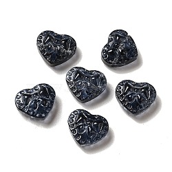 Glass Beads, Heart with Bowknot, Prussian Blue, 14x16x7.5mm, Hole: 1.2mm(GLAA-B007-02C)