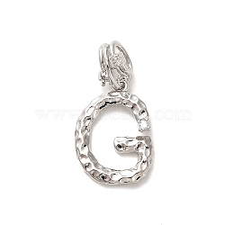 Rack Plating Brass Micro Pave Cubic Zirconia European Dangle Charms, Large Hole Letter Pendant, Platinum, Long-Lasting Plated, Cadmium Free & Lead Free, Letter G, 25.5mm, Charm: 18.5x13.5x2mm, Hole: 4x2.5mm(KK-L210-015P-G)