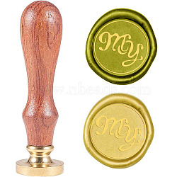 Wax Seal Stamp Set, Sealing Wax Stamp Solid Brass Head,  Wood Handle Retro Brass Stamp Kit Removable, for Envelopes Invitations, Gift Card, Letter Pattern, 83x22mm(AJEW-WH0208-368)