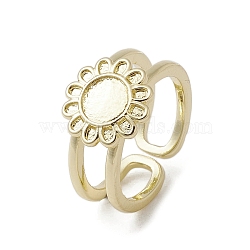 Brass Adjustable Open Rings, Flower, US Size 5 3/4(16.3mm)(RJEW-K257-87D-G)