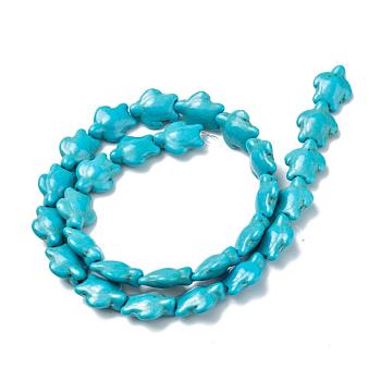 Dyed Synthetic Turquoise Beads Strands, Sea Turtle, Turquoise, 15x12x6mm, Hole: 1mm, about 28pcs/strand, 15.4 inch