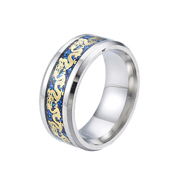 Bling Glitter 201 Stainless Steel Dragon Finger Ring for Women, Stainless Steel Color, Inner Diameter: 17mm