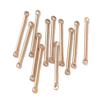 Ion Plating(IP) 304 Stainless Steel Links, Bar Connector Charms, Rose Gold, 25x2.5x1.5mm, Hole: 1.4mm