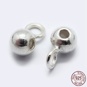 925 Sterling Silver Tube Bails, Loop Bails, Stopper Beads, Silver, 5.5x2.5x3mm, Hole: 1mm and 1.2mm