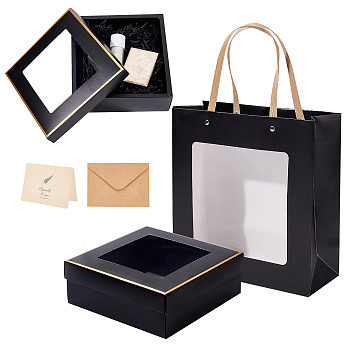 DIY Box Making Kits, including Paper Hand Bags, Paper Jewelry Boxes, Leaf Pattern Kraft Envelopes and Greeting Cards Set, Mixed Color, Boxes: 10x25x26cm, 2pcs/bag