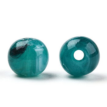 Round Imitation Gemstone Acrylic Beads, Teal, 8mm, Hole: 2mm