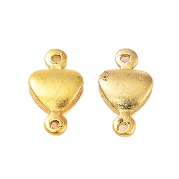 Rack Plating Brass Heart Links Connector Charms, Cadmium Free & Lead Free, Real 18K Gold Plated, 10x5.5x1.5mm, Hole: 0.8mm