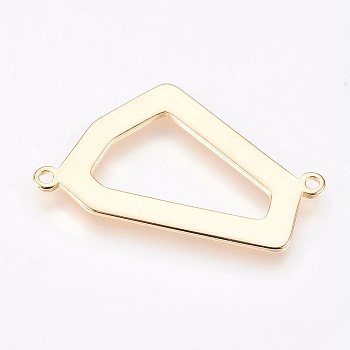 Brass Links connectors, Nickel Free, Real 18K Gold Plated, 16.5x30x1mm, Hole: 1.2mm