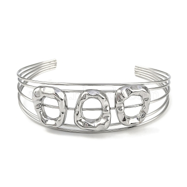 Non-Tarnish 304 Stainless Steel Hollow Open Cuff Bangles(BJEW-Q348-03P-06)-2