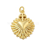 Brass Micro Pave Cubic Zirconia Pendants, Cadmium Free & Lead Free, with Jump Ring, Heart Charms, Real 18K Gold Plated, 23.5x18.5x4mm, Hole: 3.2mm(KK-N254-136D-G)