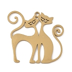 201 Stainless Steel Pendants, Laser Cut, Cat Shape Charms, Golden, 23.5x24x1.2mm, Hole: 1.5mm(STAS-G366-01G)