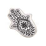 Hamsa Hand/Hand of Miriam with Flower Ceramic Jewelry Plate, Storage Tray for Rings, Necklaces, Earring, Black, 115x80mm(WG83352-01)