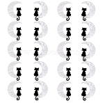 20Pcs Opaque Acrylic Pendants, Black Cat Sitting on the Crescent Moon Charms, for Jewelry Necklace Earring Making Crafts, White, 36x28mm, Hole: 1.3mm(JX493A)