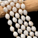 Natural White Crazy Agate Beads Strands, Faceted, Rice, with Seed Beads, 8x7mm, Hole: 0.8mm, about 37pcs/strand, 15.75''(40cm)(G-F809-A54-01)