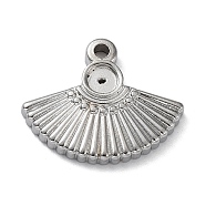 304 Stainless Steel Pendant Cabochon Settings, Open Back Settings, Fan, Stainless Steel Color, Tray: 3.5mm, 17x20x2.5mm, Hole: 1.8mm(STAS-M323-48P)