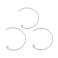 Brass Earring Hooks, C Shape, Platinum, 31x26x0.9mm, Hole: 1.9mm(KK-C069-01P)