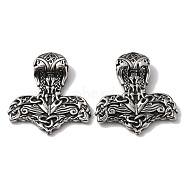 Viking 304 Stainless Steel Pendants, Thor's Hammer, Antique Silver, 42.5x39.5x8mm, Hole: 4.5x9mm(STAS-L262-14AS)