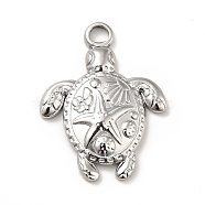 201 Stainless Steel Pendants, Tortoise with Starfish Charms, Stainless Steel Color, 23.5x18x3mm, Hole: 3mm(STAS-P312-09P)