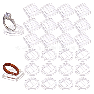 Elite 36Pcs 2 Styles Plastic Ring Display Stands, Finger Ring Showing Holder, Round & Square, Clear, 2.15~2.7x2.15~2.7x0.85~0.9cm, 18pcs/style(RDIS-PH0001-006)