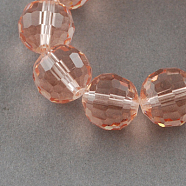 Transparent Glass Bead Strands, Faceted(96 Facets), Round, PeachPuff, 12mm, Hole: 2mm, about 50pcs/strand, 22.4 inch(GLAA-R095-12mm-17)